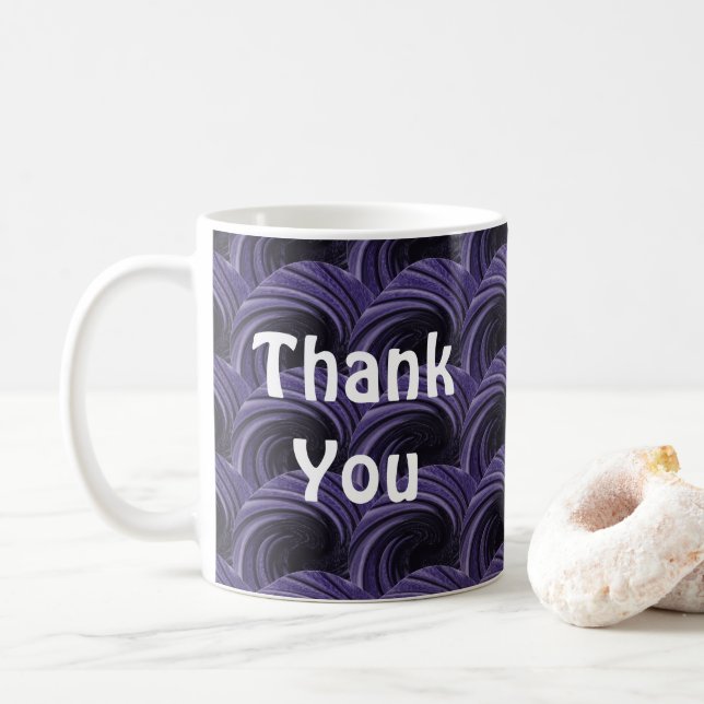 Thank You Purple Black Modern Artsy Appreciation Coffee Mug (With Donut)
