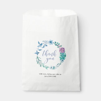 Thank you purple blue floral Wedding Favor Bags