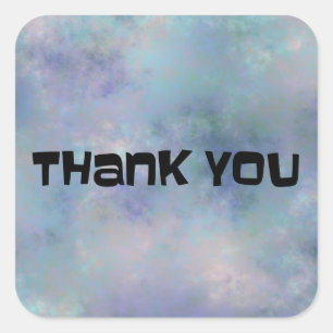 Thank You Purple Blue Misty Watercolor Square Sticker