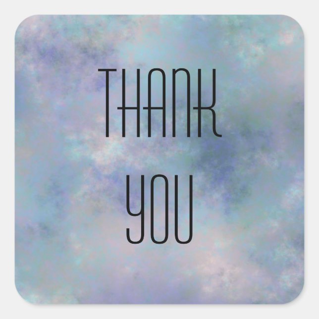 Thank You Purple Blue Misty Watercolor Square Sticker (Front)
