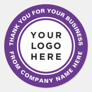 Thank you purple borders white background classic round sticker