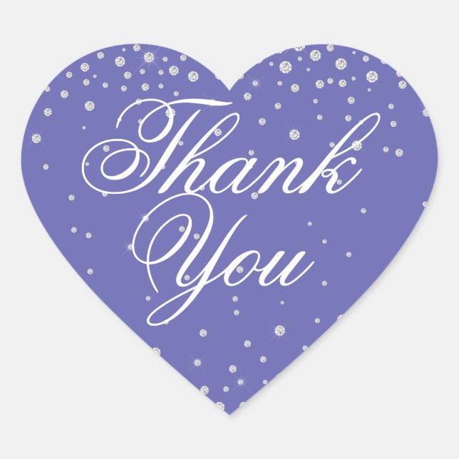 Thank You Purple Diamonds Wedding Heart Sticker (Front)