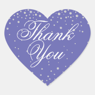 Thank You Purple Diamonds Wedding Heart Sticker