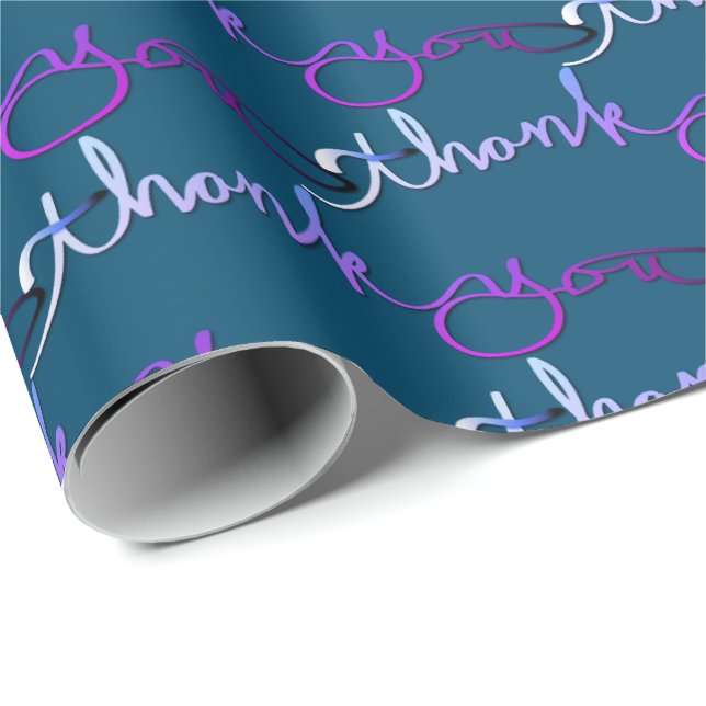 "Thank you"" Purple Grey Silvery Gradient Wrapping Paper (Roll Corner)