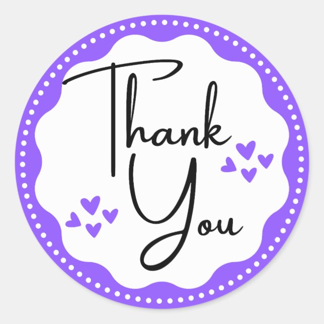 Thank You Purple Hearts Classic Round Sticker (Front)