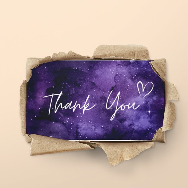 Thank You Purple Night Sky Cosmic Galaxy Trendy Business Card (Creator Uploaded)