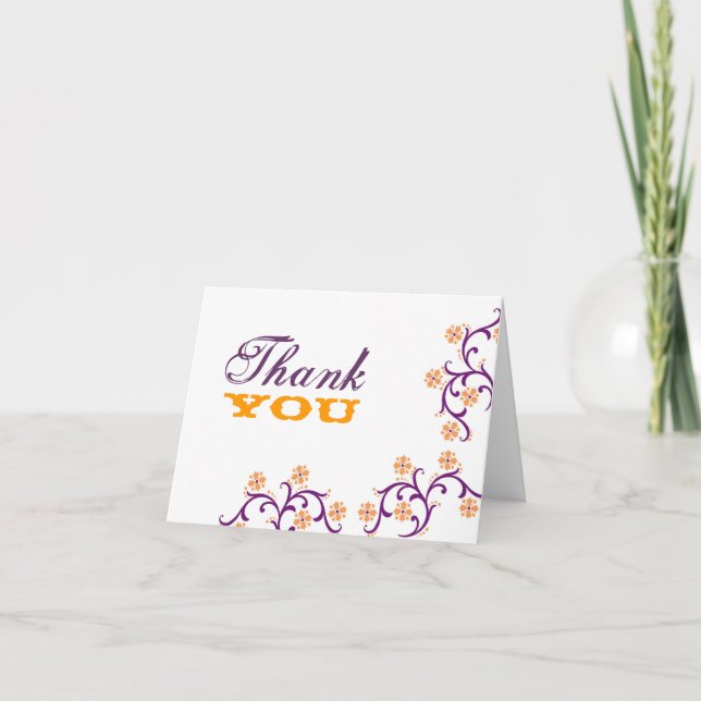 Thank-You Purple-Orange Thank You Card (Front)