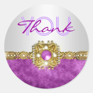 Thank you purple silver hollywood classic round sticker