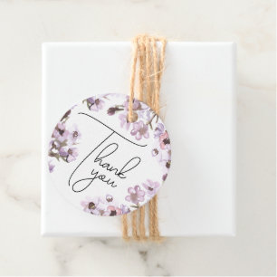 Thank You Purple Watercolor Wildflowers Favour Tags