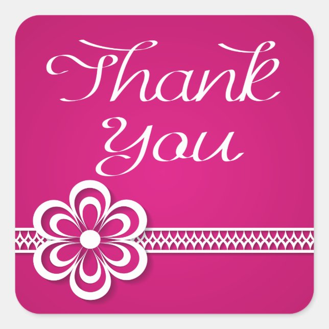 Thank You Purple White Floral Lace Stickers / Seal (Front)