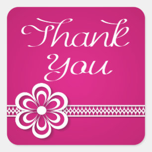 Thank You Purple White Floral Lace Stickers / Seal