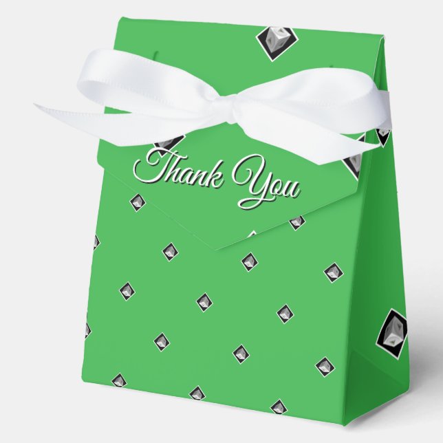 Thank You Pyramid Cube Repeat Green               Favour Box (Front)