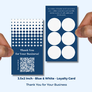  Thank You QR Code - Blue White Service Business Loyalty Card