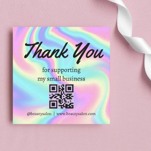 thank you qr code business holographic colourful card