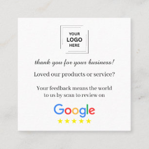Thank You QR Code Review Marketing Style Square Business Card
