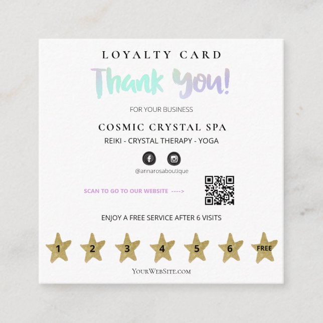 *~* Thank you QR Reward Pastel Flat Loyalty Card (Front)