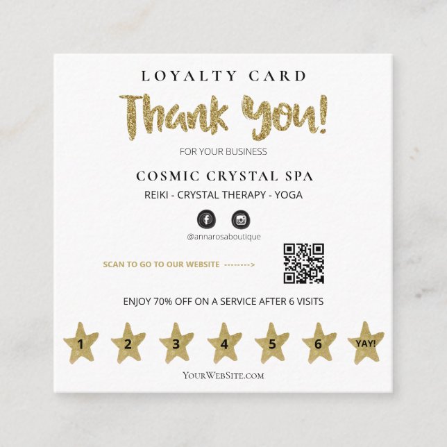 *~* Thank you QR Rewards Stars Loyalty Card (Front)