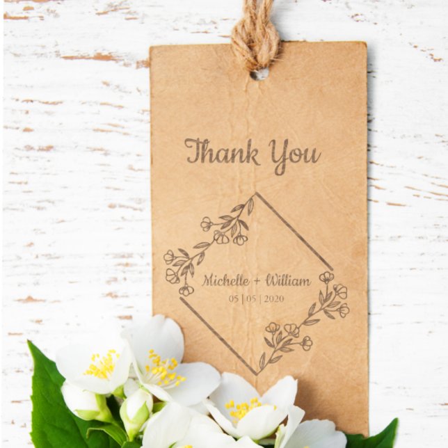 Thank You Quote Diamond and Wildflowers Wedding Rubber Stamp (Creator Uploaded)