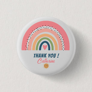 THANK YOU RAINBOW CUTE BOHO DESIGN 3 CM ROUND BADGE