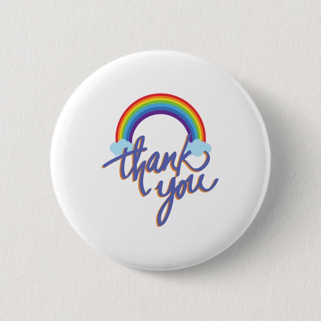 Thank you rainbow design 6 cm round badge (Front)