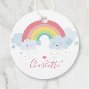 THANK YOU rainbow letters pretty pastel colours Favour Tags