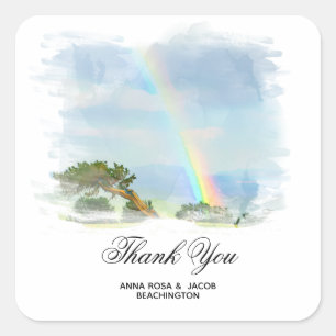 *~* THANK YOU Rainbow Mountain Tree AR11 Square Sticker