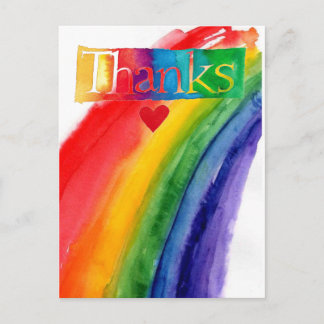 thank you rainbow postcard