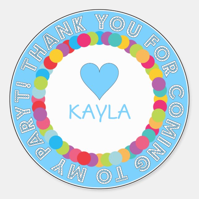 Thank You Rainbow Sticker for Kids Party (Front)