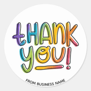 Thank You Rainbow Thanking Thanks for Business Classic Round Sticker