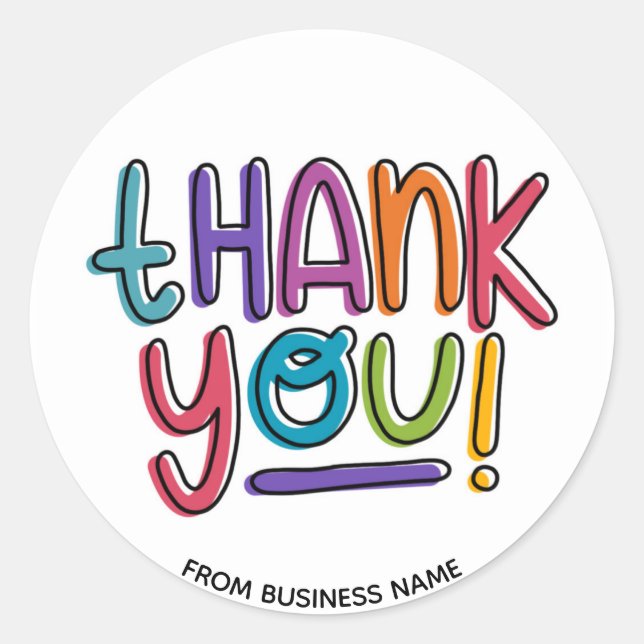 Thank You Rainbow Thanking Thanks for Business Classic Round Sticker (Front)