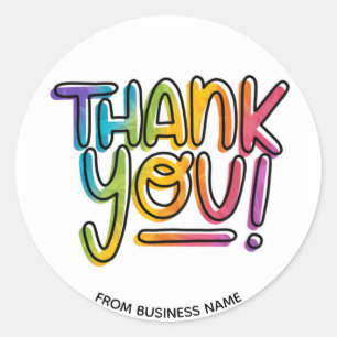 Thank You Rainbow Thanking Thanks for Business Classic Round Sticker