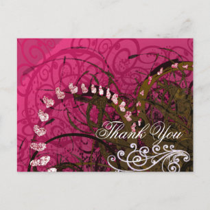 Thank You Rasberry Hearts Postcard