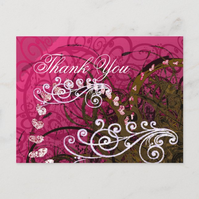 Thank You Rasberry Hearts - Postcard (Front)