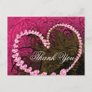 Thank You Rasberry Hearts Postcard