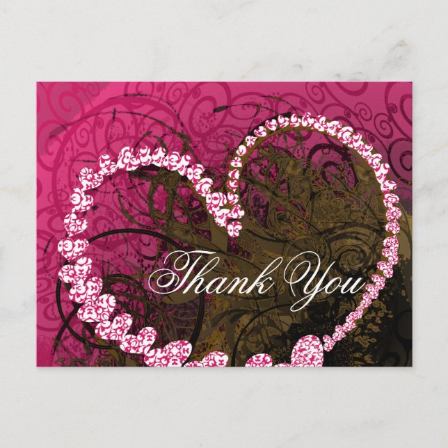Thank You Rasberry Hearts Postcard (Front)