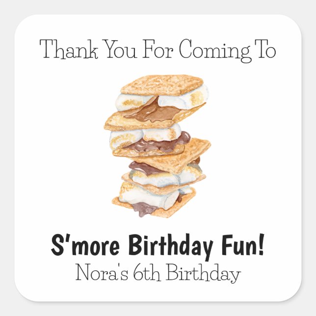 Thank You Realistic S'mores 6th Birthday  Square Sticker (Front)