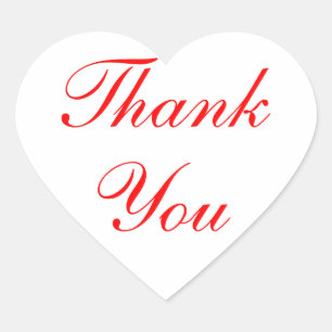 Thank You Red And White Heart Wedding Love Heart Sticker