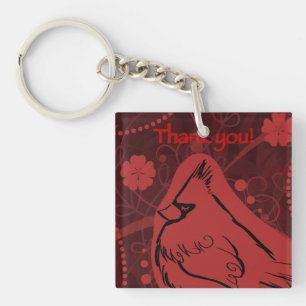 Thank You Red Cardinal Key Ring