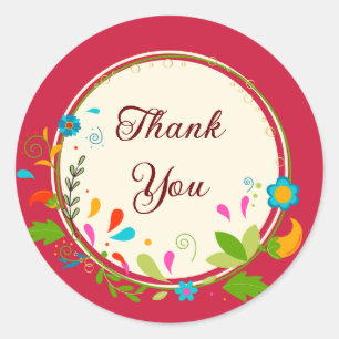 Thank you red classic round sticker