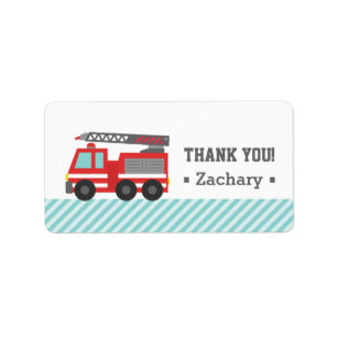 Thank You, Red Fire Truck Label