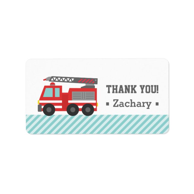 Thank You, Red Fire Truck Label (Front)