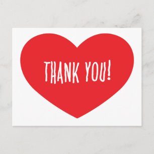 THANK YOU RED HEART APPRECIATION LOVE FRIENDSHIP S POSTCARD