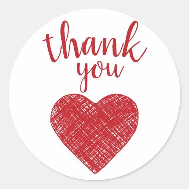 Thank you Red heart  Love sayings Classic Round Sticker (Front)