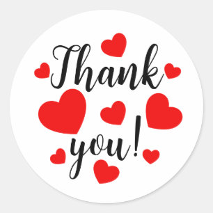 Thank you Red Hearts Classic Round Sticker