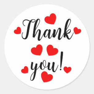Thank you Red Hearts Classic Round Sticker