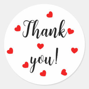 Thank you Red Hearts Classic Round Sticker