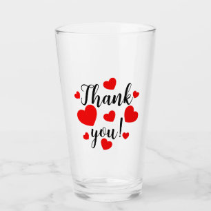 Thank you Red Hearts Glass Cup