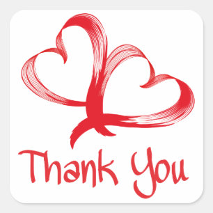 Thank You Red Hearts Love Stickers