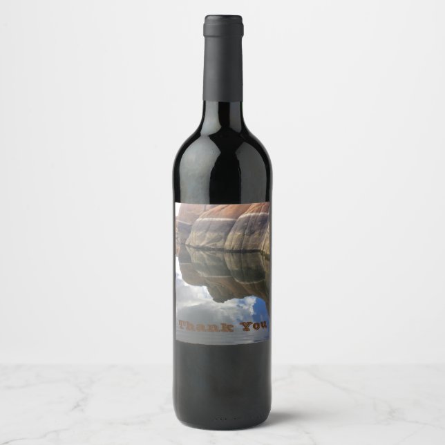 Thank You Red Rock Water Reflection Photo Arizona Wine Label (Front)