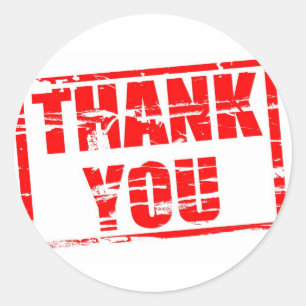 Thank You red rubber stamp effect Classic Round Sticker